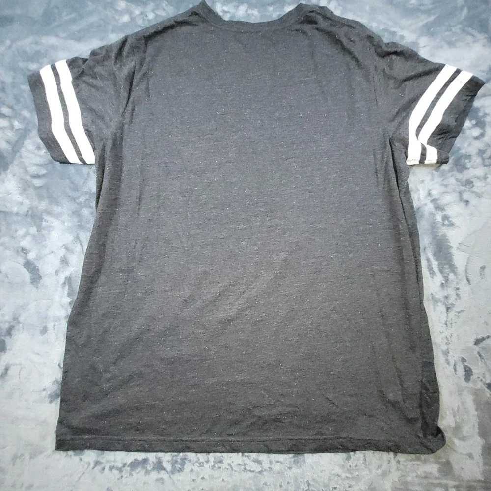 Disney Mickey Mouse Grumpy Face Graphic T-Shirt Mens 3X Gray Varsity Striped